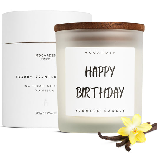 Luxury Birthday Scented Candle, Vanilla Soy Candle 220gr - Mogarden