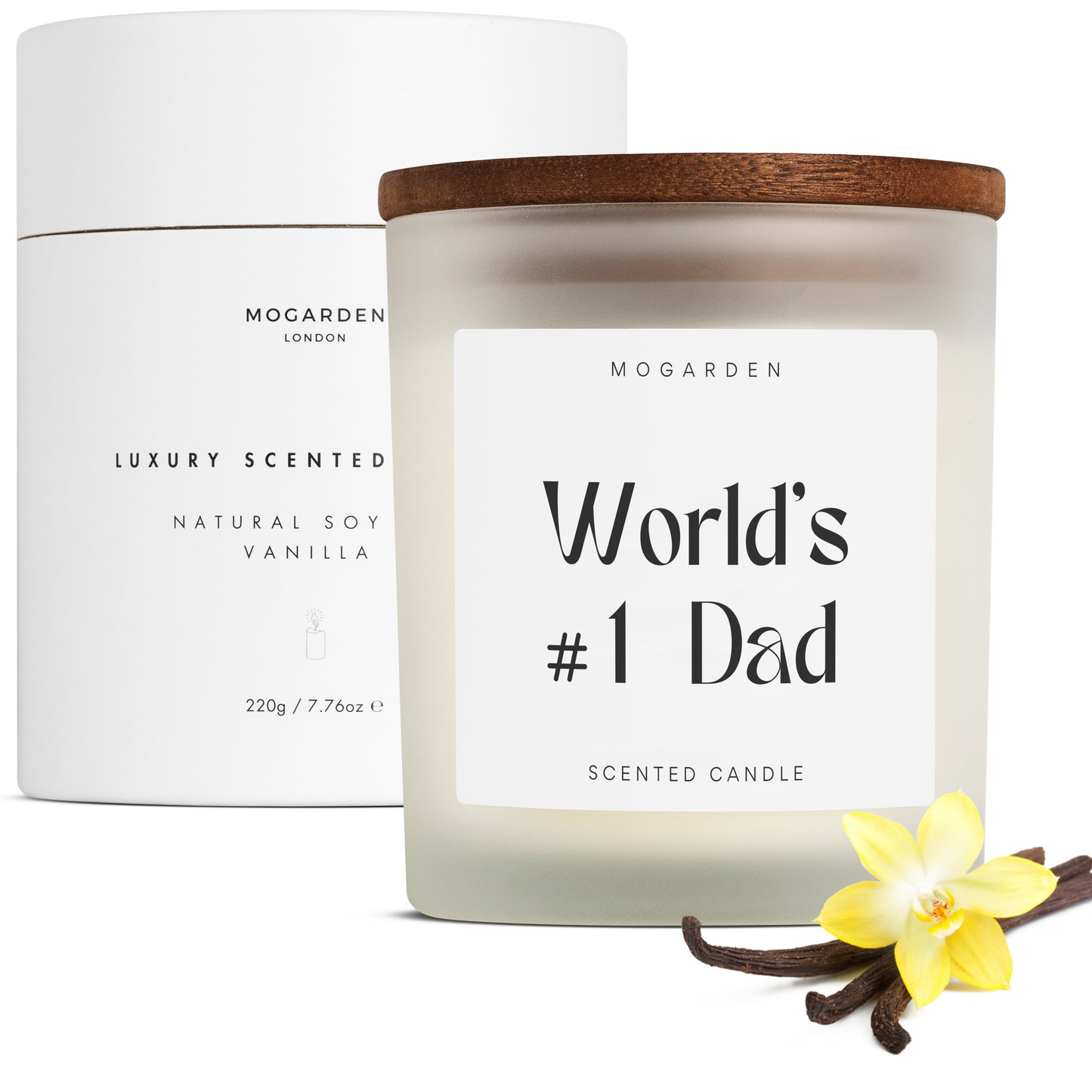 Dad Candle Luxury Vanilla Pure Soy 220g, Dad Gift for Christmas & Birthday & Father's Day - Mogarden