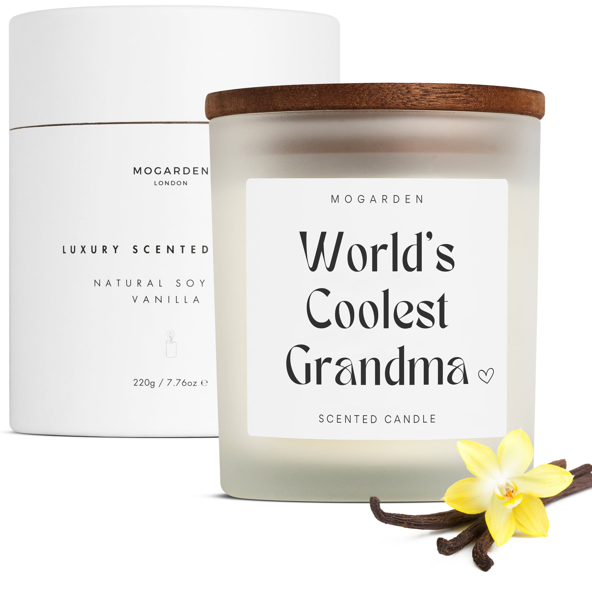 Grandma Candle Luxury Vanilla Pure Soy 220g, Christmas & Birthday Gift for Nana/Grandma - Mogarden
