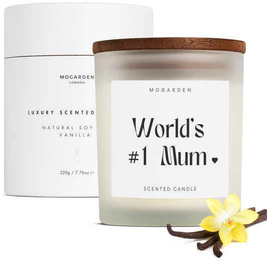 Mum Candle Luxury Vanilla Pure Soy 220g, Mum Gift for Christmas & Birthday & Mother's Day - Mogarden
