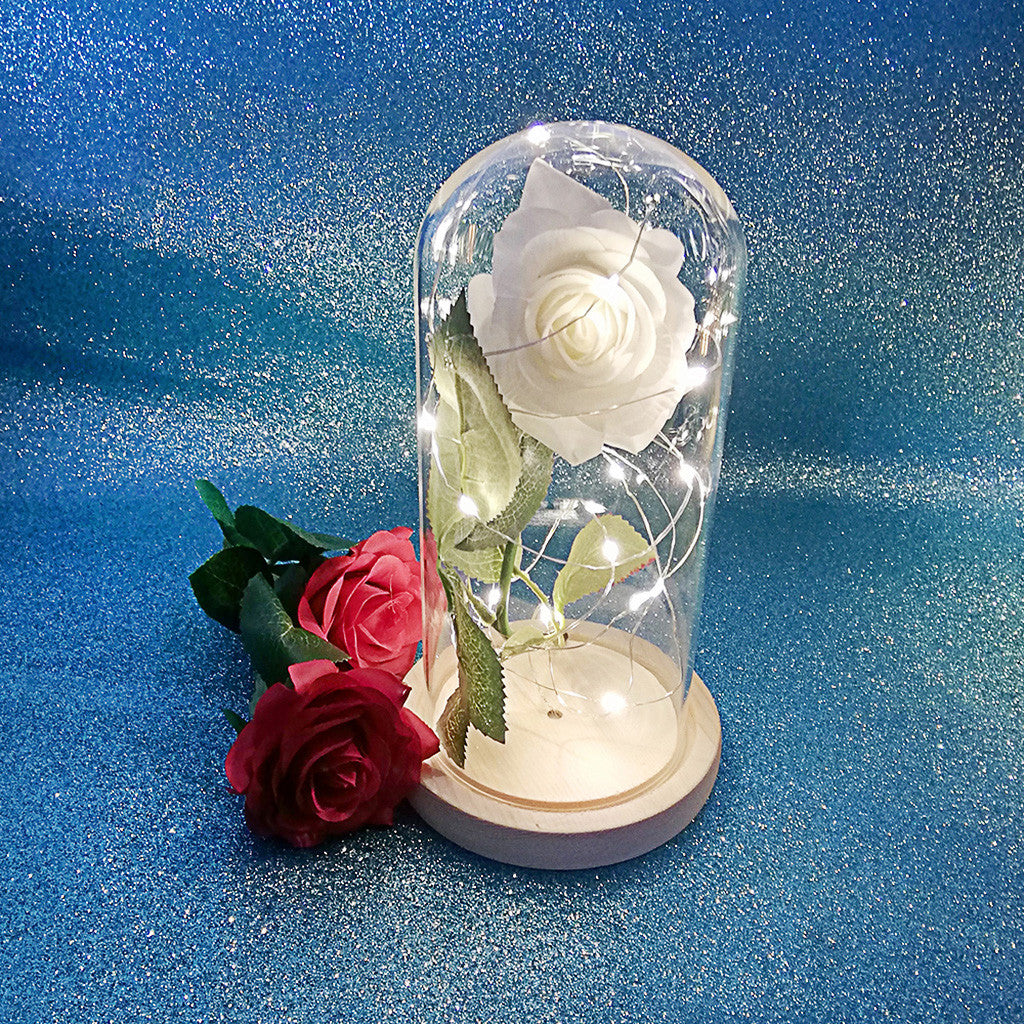 Romantic LED Rose Light - Immortal Flower in Glass Shad