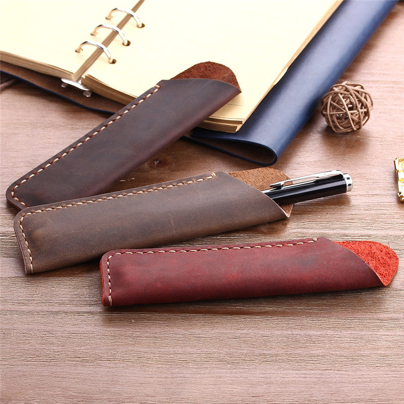 Vintage Hand-Stitched Leather Pen Case