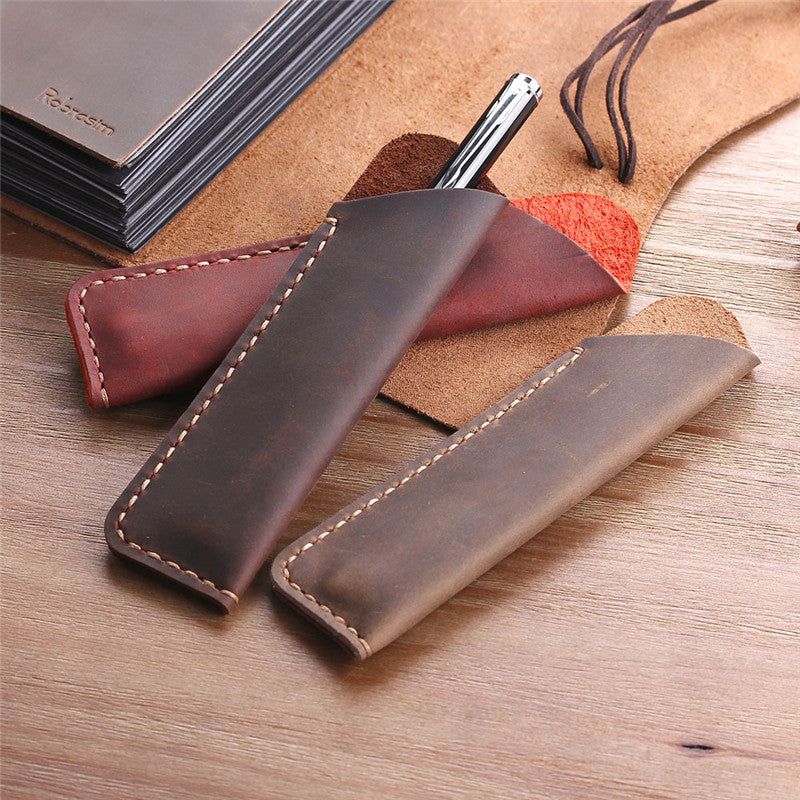 Vintage Hand-Stitched Leather Pen Case