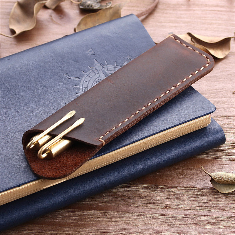 Vintage Hand-Stitched Leather Pen Case