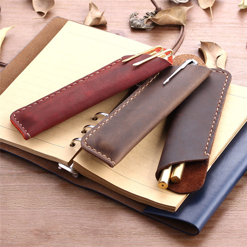 Vintage Hand-Stitched Leather Pen Case