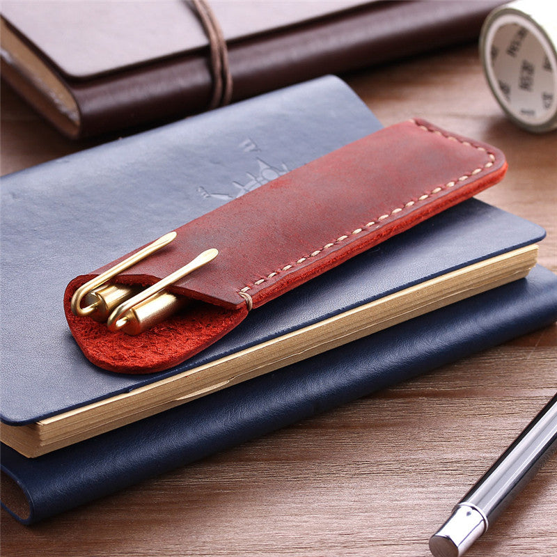 Vintage Hand-Stitched Leather Pen Case