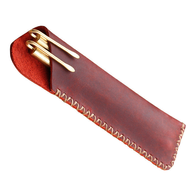 Vintage Hand-Stitched Leather Pen Case