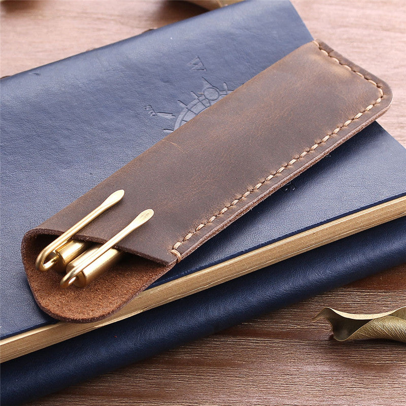 Vintage Hand-Stitched Leather Pen Case