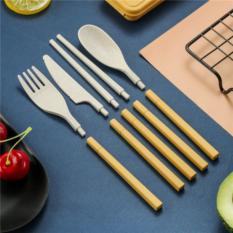 Wheat Straw Portable Folding Tableware Set