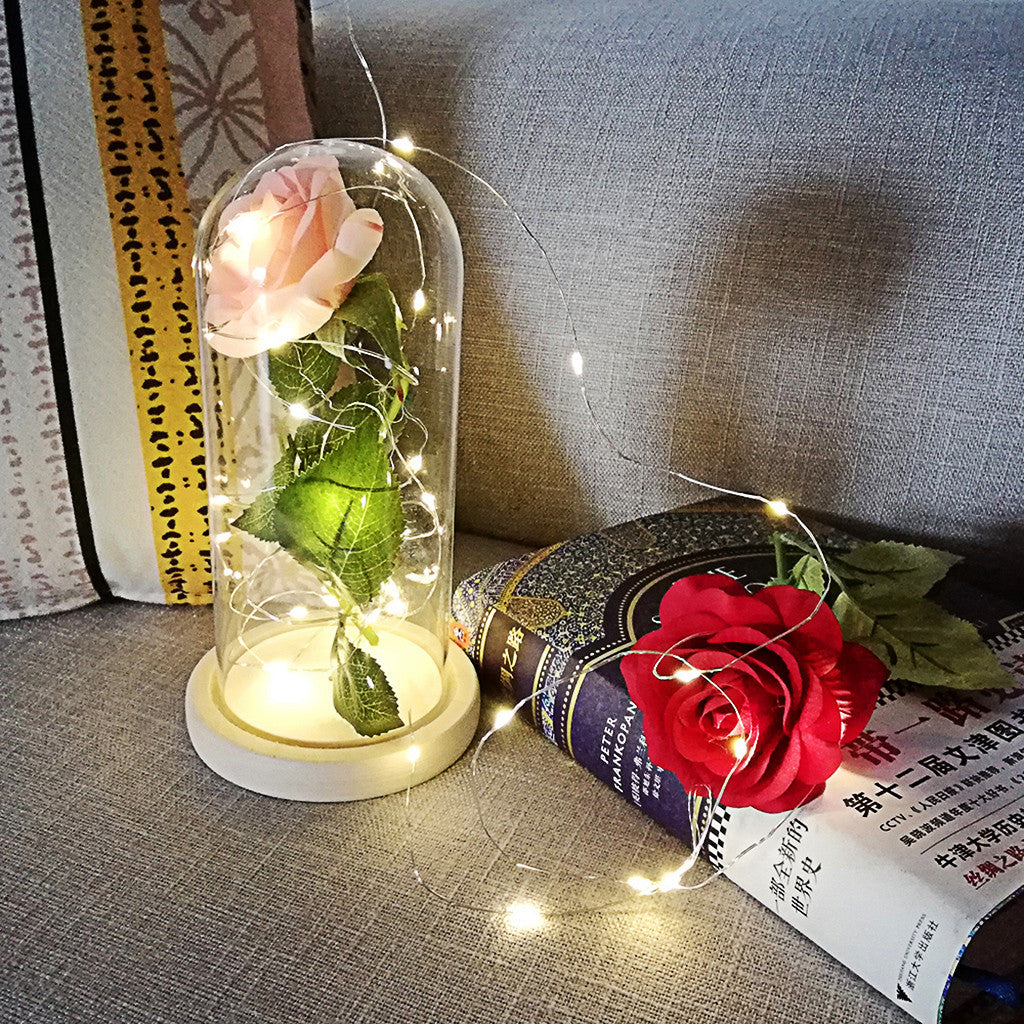 Romantic LED Rose Light - Immortal Flower in Glass Shad