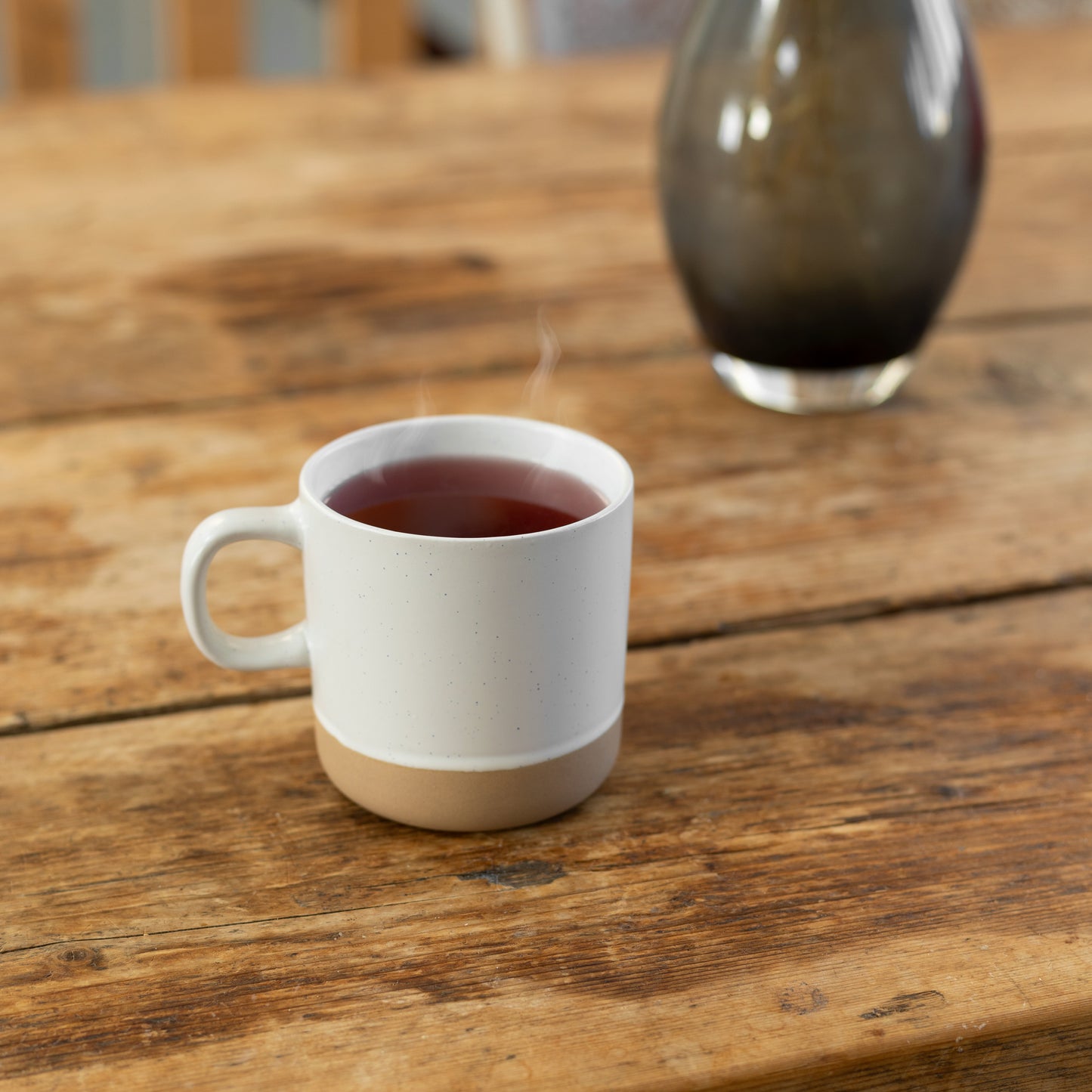 Ceramic Coffee Mug White Speckled 12 oz