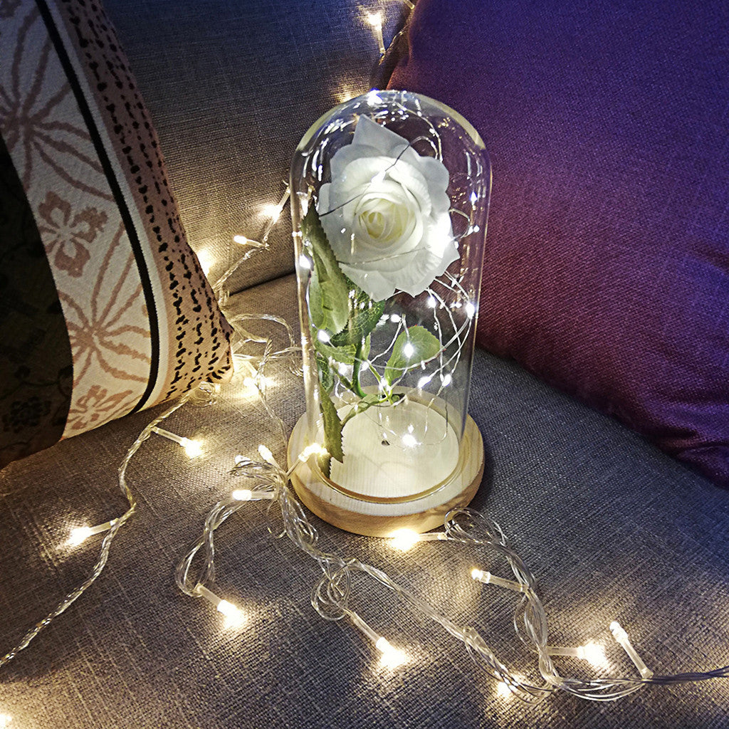 Romantic LED Rose Light - Immortal Flower in Glass Shad