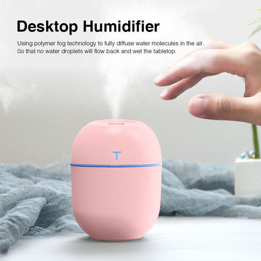 Air Humidifier Compact USB - Ultrasonic Essential Oil Diffuser & Aroma Anion Mist Maker