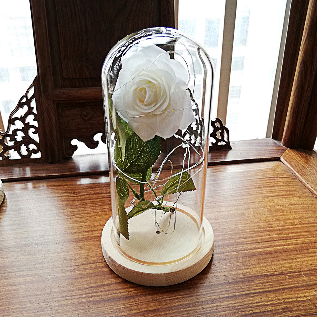 Romantic LED Rose Light - Immortal Flower in Glass Shad